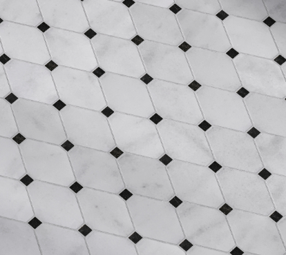 Carrara White Marble Diamond Mosaic - Honed