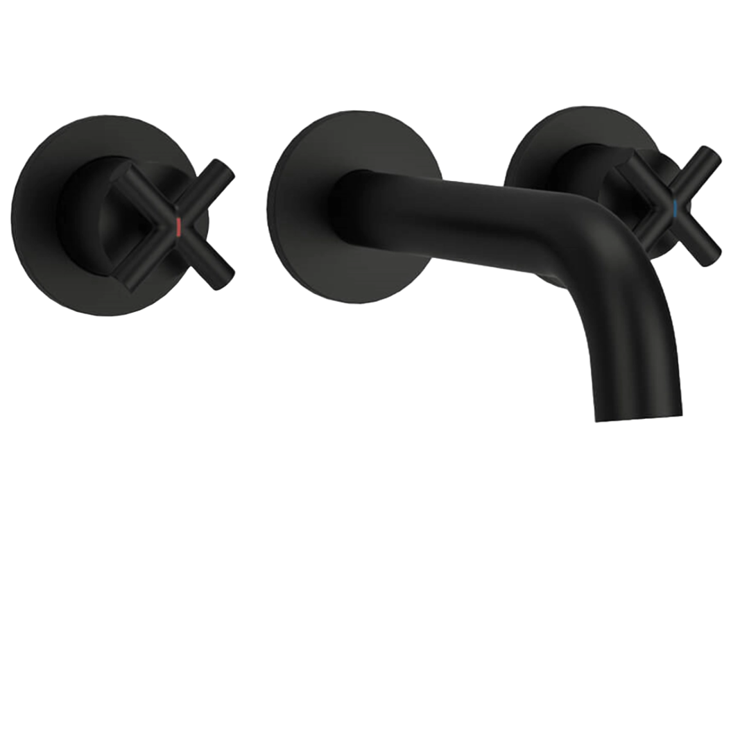 Cross Matt Black Crosshead Wall Mounted Tap