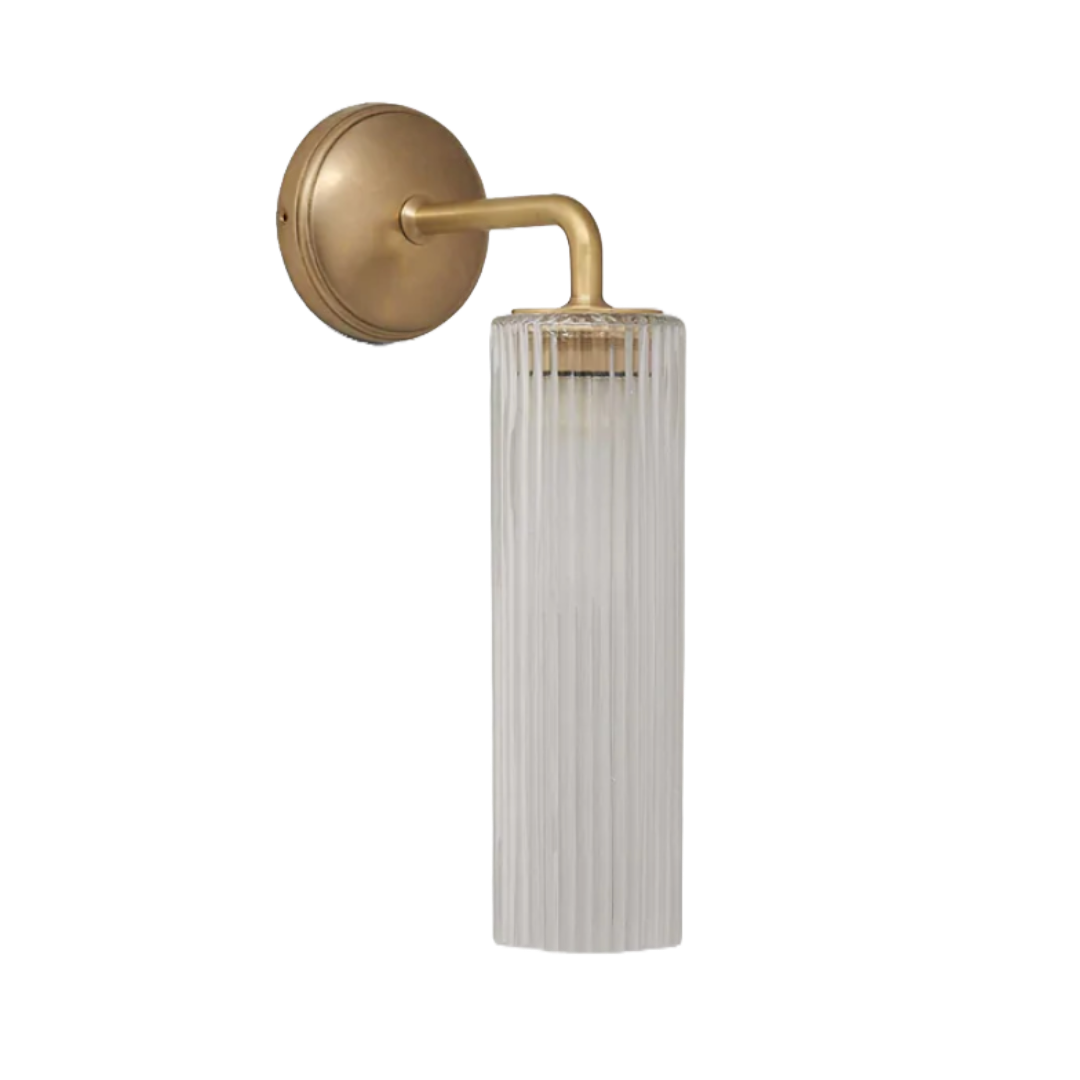 Claremont Small Wall Light Fluted Glass - Antique Brass