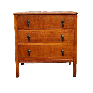 Vintage Oak Chest Of Drawers, 1930s Large Three Drawer Chest Highly Detailed