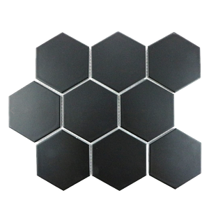 Hexagon Matt Black Mosaic (9.5cm x 9.5cm) 29.5cm x 25.6cm