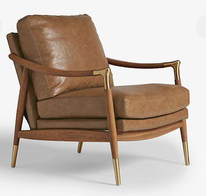 Vintaged Faux Leather Light Brown Flinton Wooden Walnut Effect Leg Accent Chair
