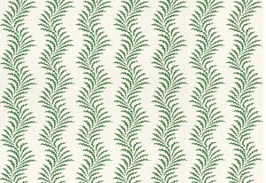Scrolling Fern Silhouette – Emerald – Ivory Linen